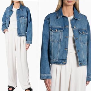 ANINE BING Rhy Denim Tracker Style Jacket in Alto Blue  Size L